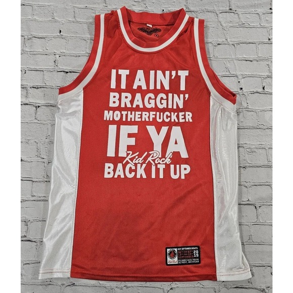 Kid Rock It Aint Braggin Basketball Jersey Red White MENS SIZE SMALL - Picture 1 of 10